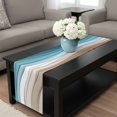 thumbnail image 4 of Turquoise Brown Table Runner 72 Inches Long, Teal White Geometric Gradient Stripes Kitchen Coffee Dining Table Decoration for Home Party Birthday Wedding Home Decor 14x72 Inches, 4 of 8