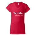 thumbnail image 2 of Black Expression Try Me. Malcolm X 1963 Women's Standard V-Neck Tee, Red, X-Large, 2 of 3