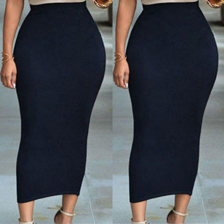 Women Thick High Waist Slim Skirt Body con Stretch Long Maxi Women