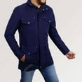 thumbnail image 4 of Blue Long Coat Cotton Jacket For Men Long Coat Cotton Coat For Men Blue Cotton Coat Men Long Cotton Coat Casual Jacket For Men Buttoned Coat size XXXL, 4 of 5