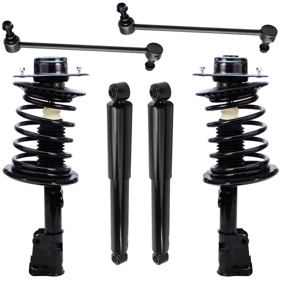 Detroit Axle - FWD Front 6pc Struts Kit for 2001-2007 Chrysler Town & Country Dodge Grand Caravan 2001-2003 Voyager, Struts & Coil Spring Sway Bars Rear Shock Absorbers Replacement Suspension