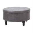 thumbnail image 3 of Ottoman Rond de Rangement Augusta en Cuir Gris Étain, 3 of 4
