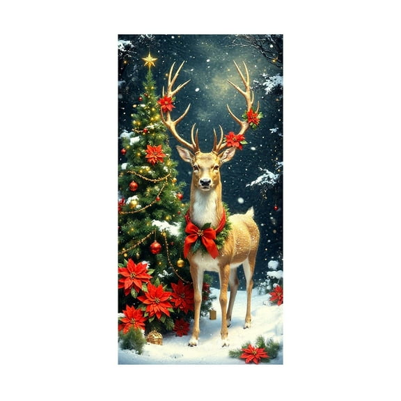 Cheapark 35X72 Inch Christmas Door Cover Curtain - Lightweight Reusable Polyester, Festive Door Wall Decor for Indoor Outdoor Christmas New Year Winter Festival Party