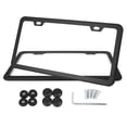 thumbnail image 1 of Unique Bargains 2 Pcs Stainless Steel Car Front Rear License Plate Frame Bracket w Screw Caps 2 Hole-Black, 1 of 8