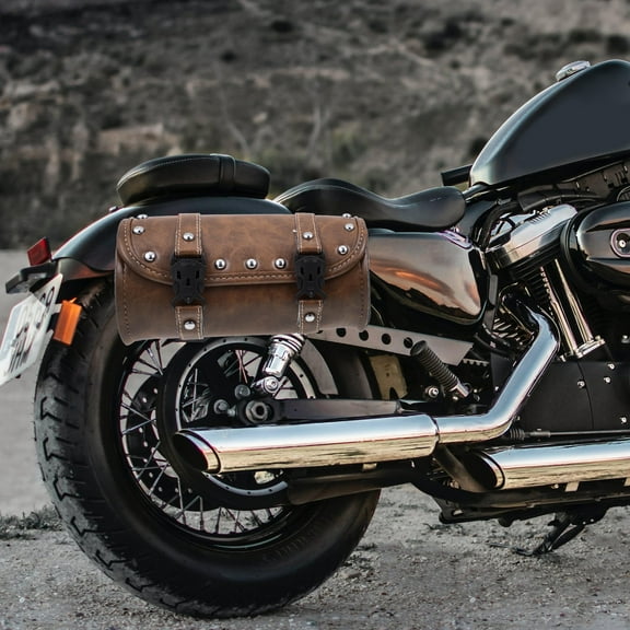 LEORX Roll Up Motorcycle Tool Bag Motorbike Tail Storage Bag Leather Outdoor Riding 1 Set