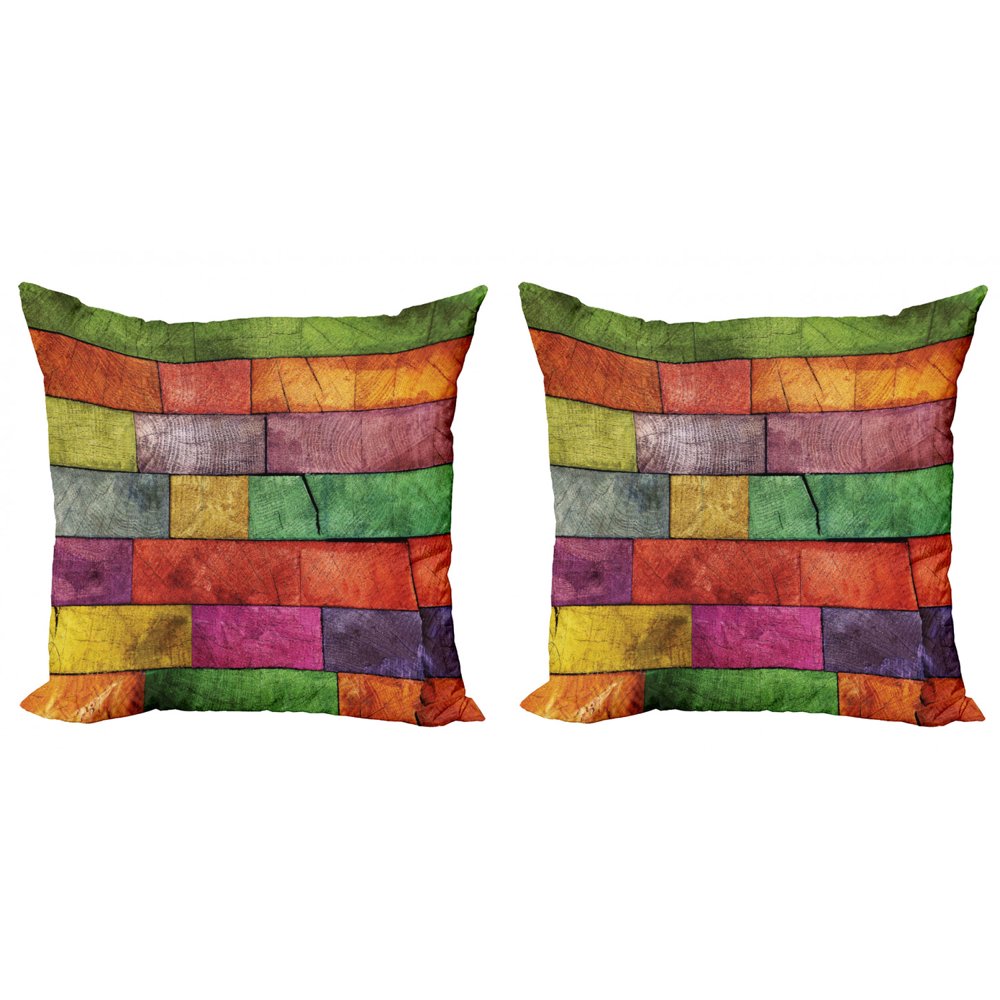 Rustic Throw Pillow Cushion Cover Pack of 2, Vivid Colored Several