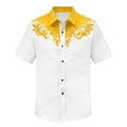 thumbnail image 4 of HOWPAY Mens Shirts Short Sleeve Button down Summer Western Cowboy Print Beach Vacation Tops Casual Regular Fit Oversized Soft Clothes Yellow XXXL, 4 of 4