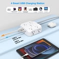 thumbnail image 3 of Protector contra sobretensiones para regleta de alimentación: 8 tomacorrientes con 4 puertos de carga USB (2 USB C), adaptador de enchufe plano ultradelgado JcBlaon con cable de extensión trenzado de, 3 of 5