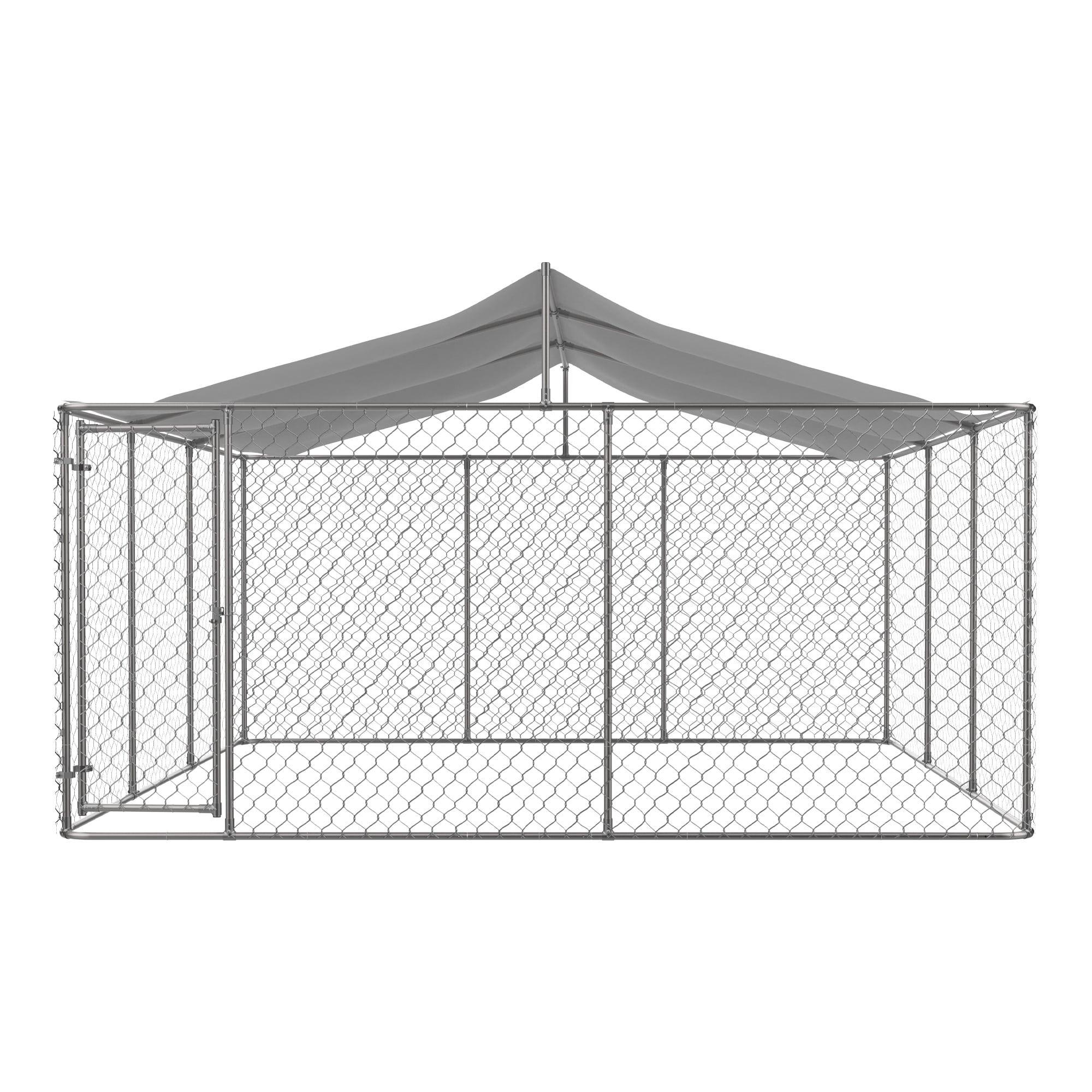 Wiilayok 15 x 15ft Outdoor Dog Kennel Heavy Large Outdoor Dog Playpen with Secure Lock Sturdy Galvanized Metal Frame with Waterproof Roof Cover(14.8‘L x 14.8’W x 5.8‘/7.6‘H)