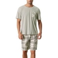 thumbnail image 1 of INSPIRAR CHIC Conjunto de Pijama para Hombre de Camiseta de Manga Corta con Pantalones Cortos a Cuadros S Gris, 1 of 5