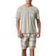 thumbnail image 1 of INSPIRAR CHIC Conjunto de Pijama para Hombre, Camiseta de Manga Corta con Pantalones Cortos de Cuadros, Color Gris, 1 of 5