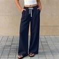 thumbnail image 3 of DJDLJWCJ Teen Girls Fleece Lined Sweatpants 5-15 Thickened Winter Warm Wide Leg Athletic Pants Elastic Waist Side Pocket Casual Pants Navy Size 9, 3 of 9