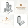 thumbnail image 3 of 6PCS Aluminum Spacers, 3/8" x 3/4" Metal Spacers Aluminum 1-3/8" L Spacer Screw Standoff Round Unthreaded Standoff Bushing for 3/8inch Screw Bolts, Silver, 3 of 6