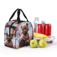 thumbnail image 4 of Yiaed Romantic Floral Bear Print Insulated Lunch Bag Reusable Cute Tote Lunch Box, Leakproof Cooler Lunch Bags for Work Office Travel School Picnic, 4 of 5