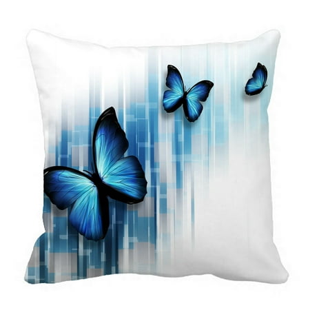 42 Inch Throw Pillow PHFZK Abstract Pillow Case, Three Blue Butterflies Pillowcase Throw Pillow Cushion Cover Two Sides Size 18x18 inches ()