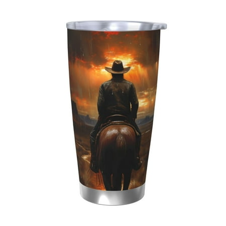 

Bingfone Western Rainy Desert Cowboy for 20 Oz Stainless Steel Travel Mug Double Wall Water Coffee Cup for Home Office Outdoor Works Great for Ice Drinks and Hot Beverage-Without Straw