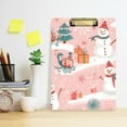 thumbnail image 2 of FORMRS Acrylic Clipboard with Low Profile Clip Standard A4 Letter Size, 12.5" x 9", Pink Christmas Snowman, 2 of 8