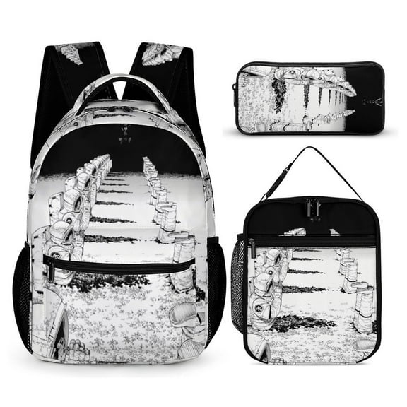 Chainsaw Man Anime Poster 3 PC Backpack Set Casual School Bag Daypack with Lunch Bag Outdoor Travel Large Capacity BagsOne Size