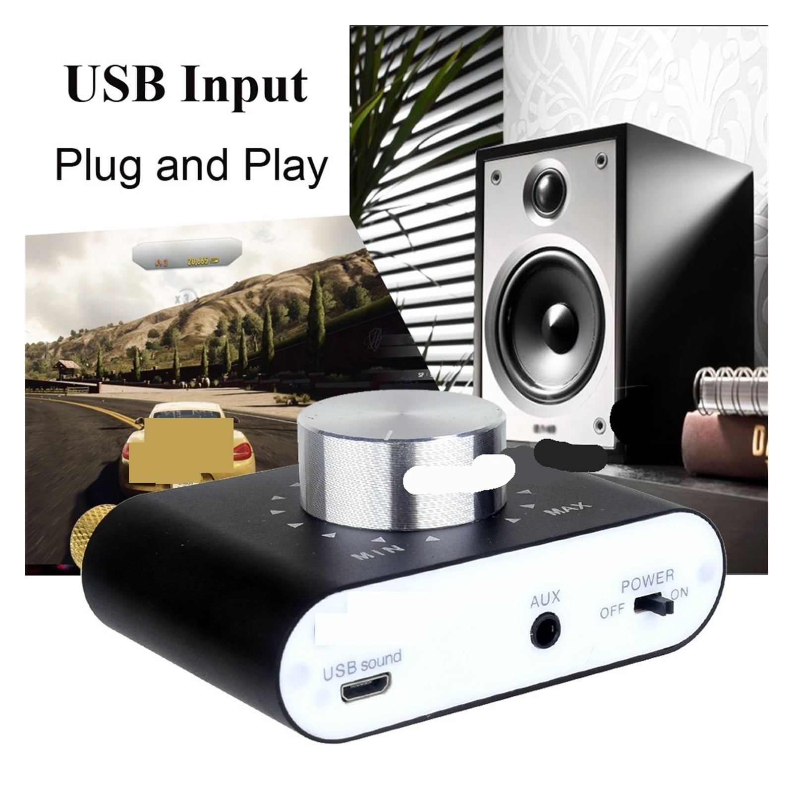 Digital Amplifier Hifi Stereo Home Receiver Power AMP Bluetooth 5.0 Sound Amplifiers ,Bass & Treble Control