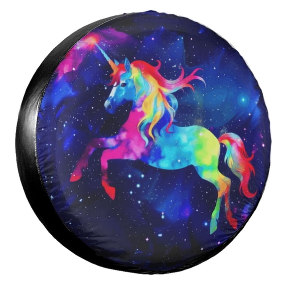 KAKALAD Galaxy Rainbow Unicorn 02 Spare Tire Cover Universal Vehicle Accessories Buckle Car Tools 14”in