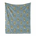 thumbnail image 1 of Harbour Stripe Soft Flannel Fleece Throw Blanket, Old Style Nautical Fashion Anchors Forms Coast Theme, Cozy Plush for Indoor and Outdoor Use, 60" x 80", Earth Yellow Slate Blue, by Ambesonne, 1 of 6