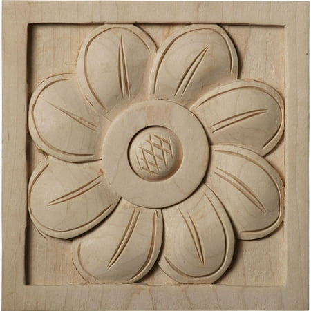 5"W x 5"H x 1"P Large Sunflower Square Rosette, Maple