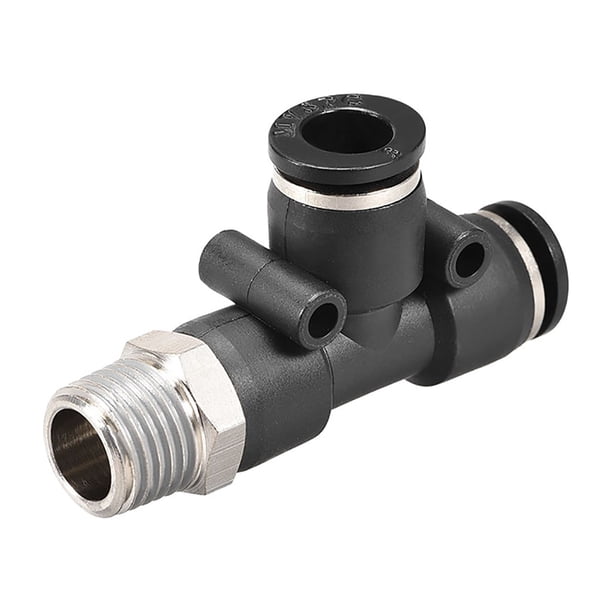 Conectores de tubo de empuje en T de plástico, 8mm x 1/4NPT rosca macho de bloqueo
