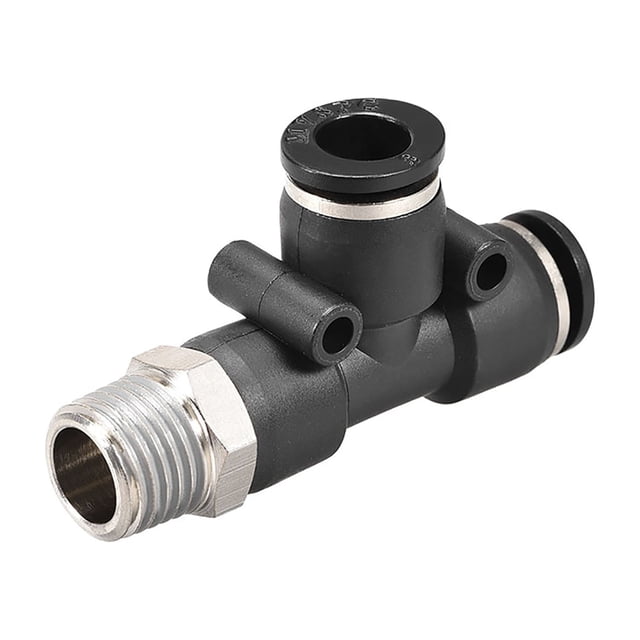 Conectores de tubo de empuje en T de plástico, 8mm x 1/4NPT rosca macho de bloqueo