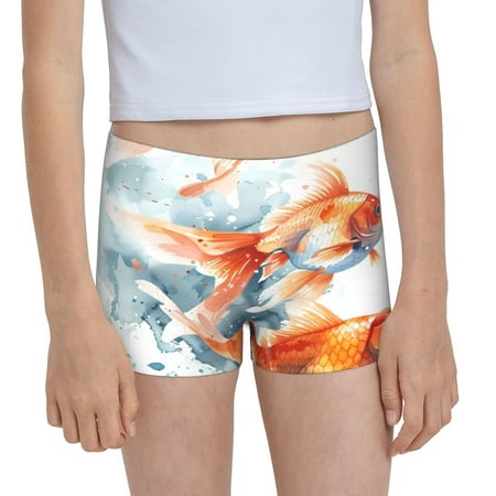 Pofeuu Three Goldfish Watercolor Splash Print Soft Cotton Girls Boyshort panties Toddler Underwear-X-Large