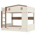 thumbnail image 6 of Harper & Bright Designs Queen over Queen Bunk Bed with Trundle and Shelves, Solid Wood Bunk Beds with Stairs and Hooks, Beige+Natural, 6 of 11
