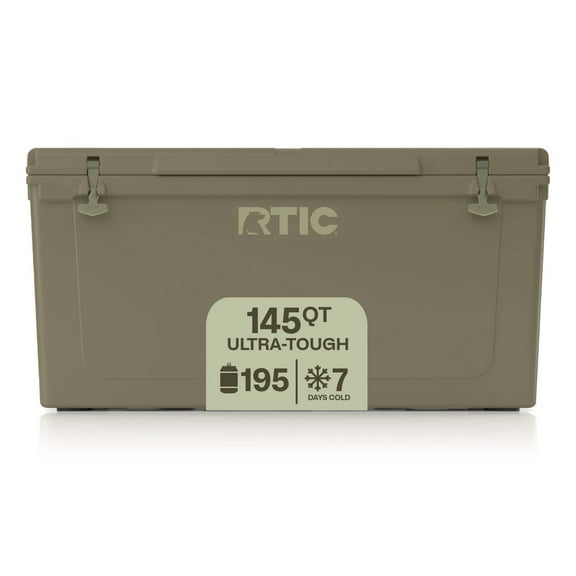 RTIC 145 QT Ultra-Tough Rotomolded Hard-Sided Ice Chest Cooler, Fits 195 Cans, Olive