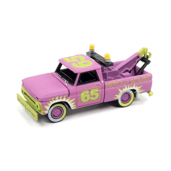 1965 Chevy Truck Tow Truck, Matte Purple - Johnny Lightning JLSP209 - 1/64 Scale Diecast Car