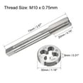 thumbnail image 2 of Uxcell Metric Tap and Die Set Machine Thread Screw Tap with Round Die M10 x 0.75mm, 2 of 6