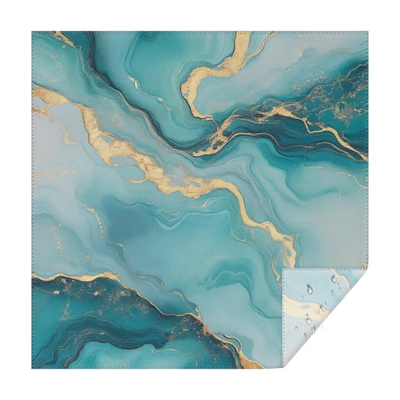 Blue Gold Marble Pattern Square Tablecloth,Waterproof Square Table Cover,Wipeable Spillproof Washable Table Cover for Home Kitchen Party Decor 42"X42"(107x107cm)