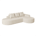 thumbnail image 3 of JERFIT Modern Chenille L-Shaped Sectional Sofa with Pillows, Beige Modular Curved Couch for Living Room, No Assembly Required, 3 of 10