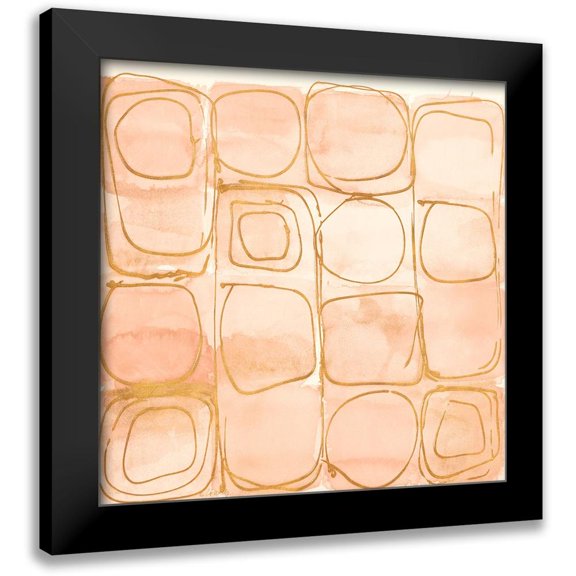 Loreth, Lanie 12x12 Black Modern Framed Museum Art Print Titled - Circular Squares of Peach