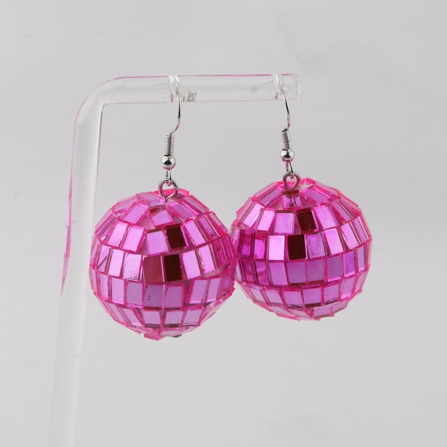 Pendientes de discoteca vintage de los años 70, pendientes de bola azul disco, estilo de moda