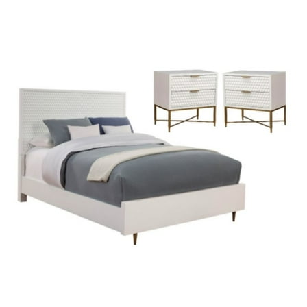 Home Square 3 Piece Set with Nightstand & California King Panel Bed in White
