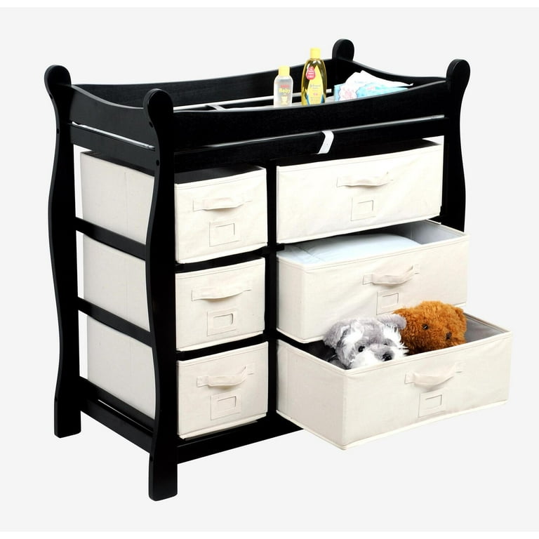 Badger Basket Sleigh Style Changing Table with Six Baskets Finish Espresso