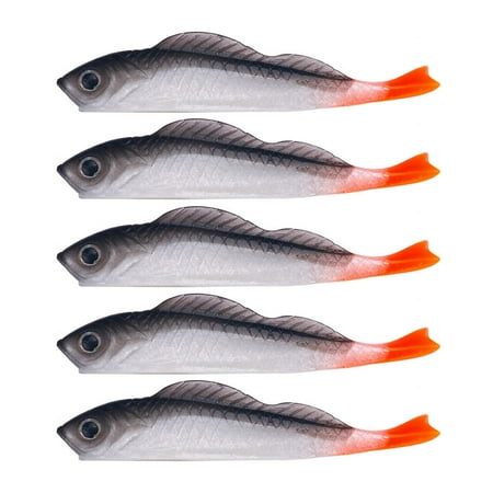 ASKMZ Attracting Fish Bait 5Pcs Soft Bait 2.7g/7cm 3D Simulated Fish Eyes Soft Worm Fishing Lure Small Mini Swimming Style Bait