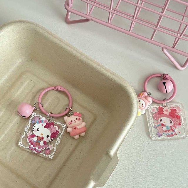 Sanrio Kawaii Anime dibujos animados gato melodía Kuromi llavero mochila colgante creativo llavero Cinnamoroll regalos de cumpleaños juguete DIY nuevo