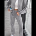 thumbnail image 4 of Conjuntos de Salón para Mujer, Conjunto Deportivo de 2 Piezas, Sudadera, Pantalón Deportivo de Pierna , Conjunto Deportivo A Juego Gris XXL, 4 of 8