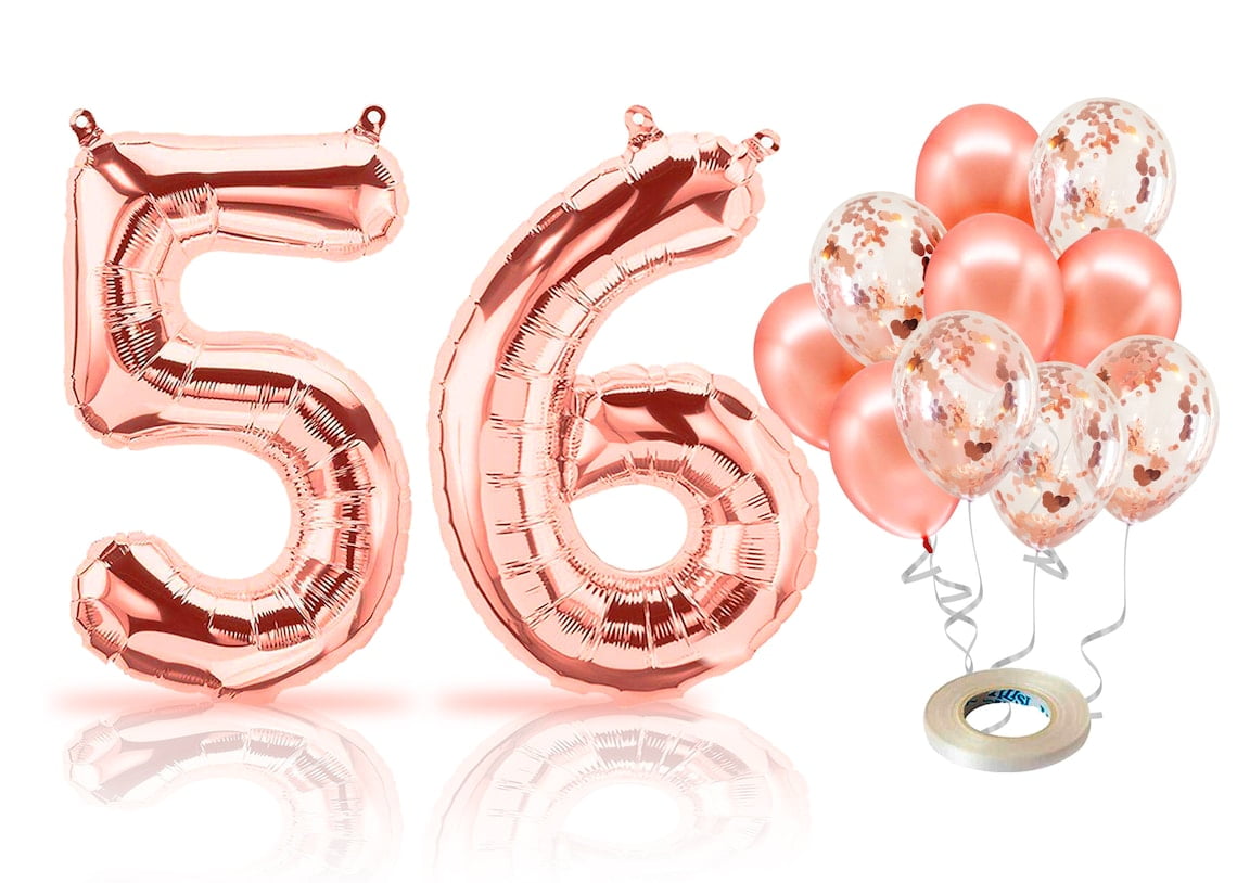 Sweet 10th Birthday Decorations Kit - Pink Foil Number 10 Balloons, Banner, Hearts & Confetti