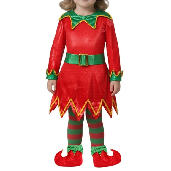 Christmas Costume Outfit for Boys Girls, Elf Costume Cosplay Xmas Party Festive Outfits for Kids