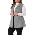 thumbnail image 4 of Agnes Orinda Women's Plus Size Vest Jacket Notch Lapel Casual Utility Sleeveless Faux Suede Jacket 1X Grey, 4 of 6