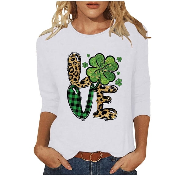 Womens Pink and Green Sweatshirt Long Sleeve Shamrock Crewneck Shirt 2025 St Patricks Day Trendy Tops Irish Outfits