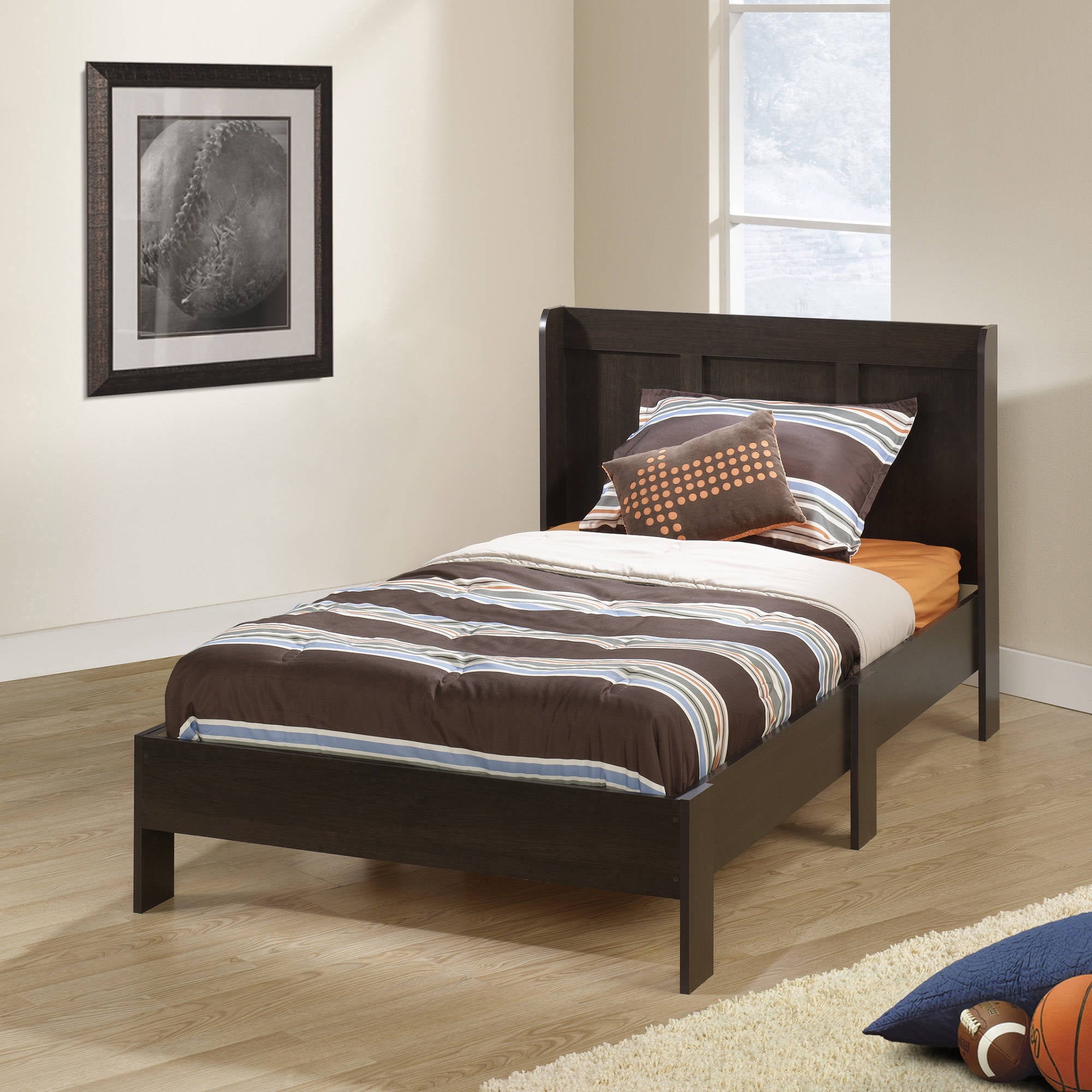 Sauder Parklane Twin Platform Bed With Headboard, Espresso | eBay