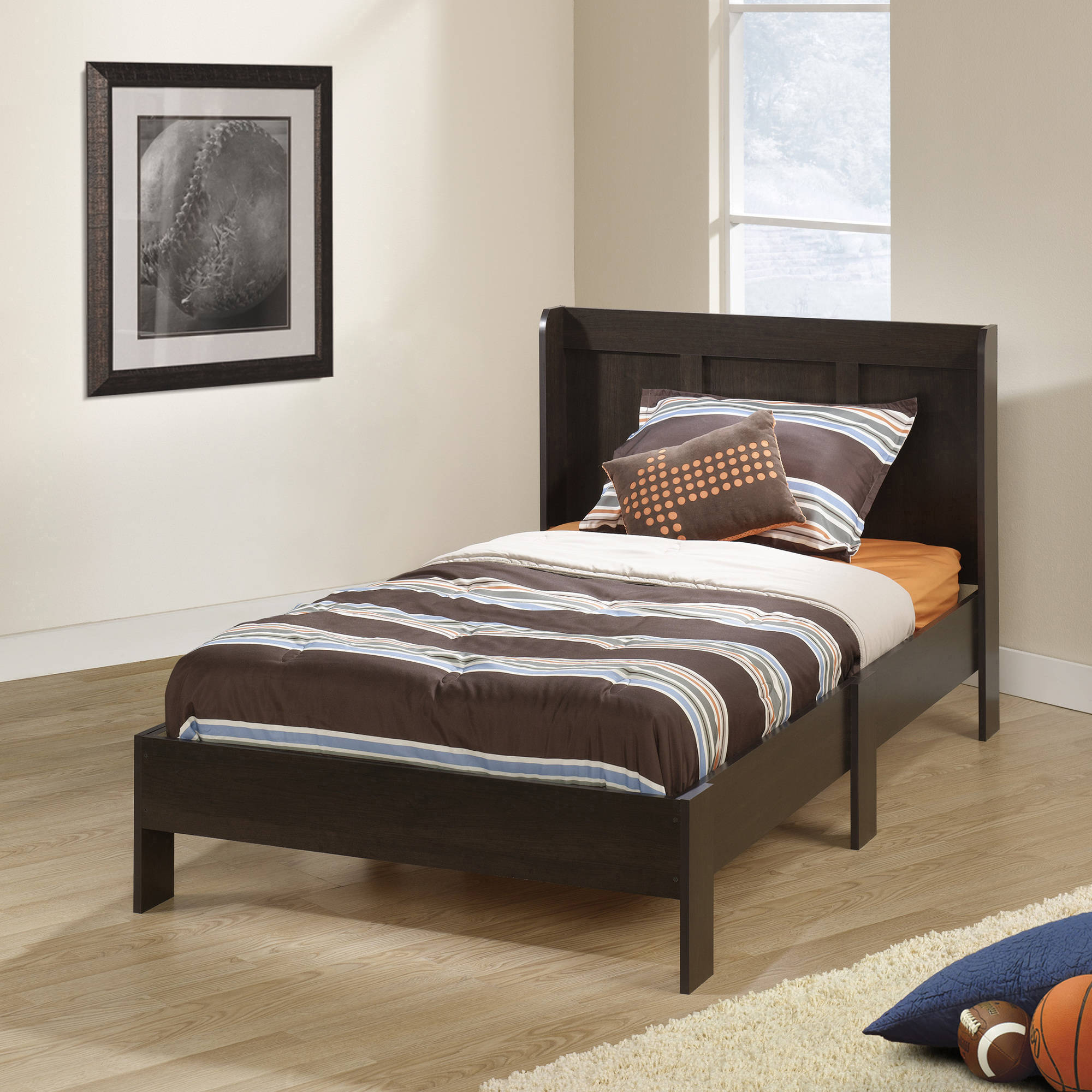 Sauder Parklane Twin Platform Bed and Headboard, Multiple Finishes 