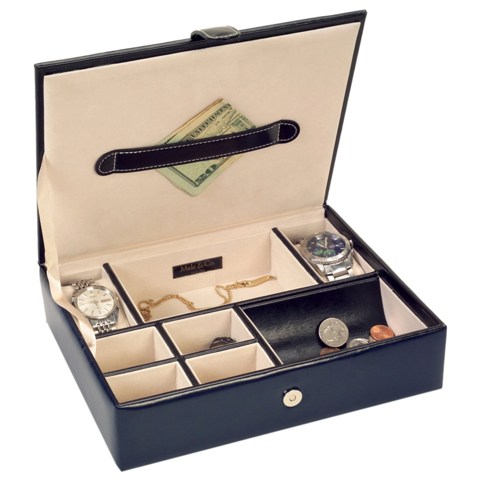 Mele and Co Carson Men's Dresser Top Valet Jewelry Box