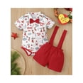 thumbnail image 2 of Kmbangi Baby Boys Clothes Set Collared Romper and Red Suspender Shorts, 2 of 9
